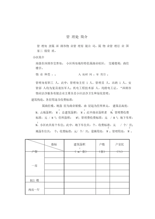 关于物业管理方案处工作手册实用