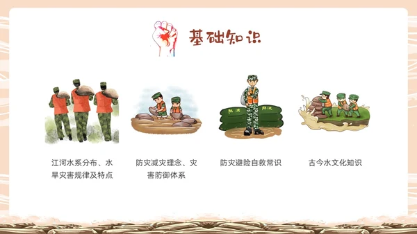 黄色卡通防汛培训PPT课件行业培训