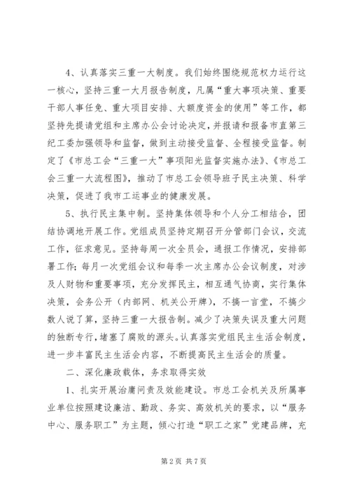 总工会党风廉政建设自查报告.docx