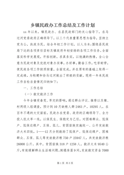 乡镇民政办工作总结及工作计划.docx