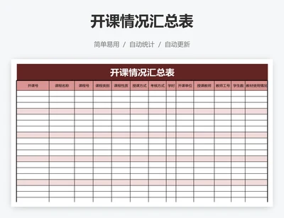 开课情况汇总表
