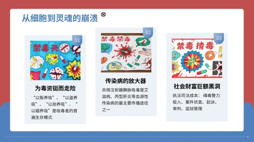 红蓝配色简约禁毒知识宣传PPT模板