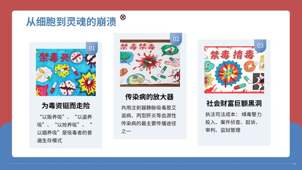 红蓝配色简约禁毒知识宣传PPT模板