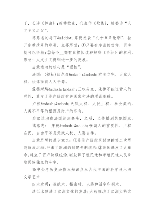 2018高中会考历史必修三知识点复习归纳.docx