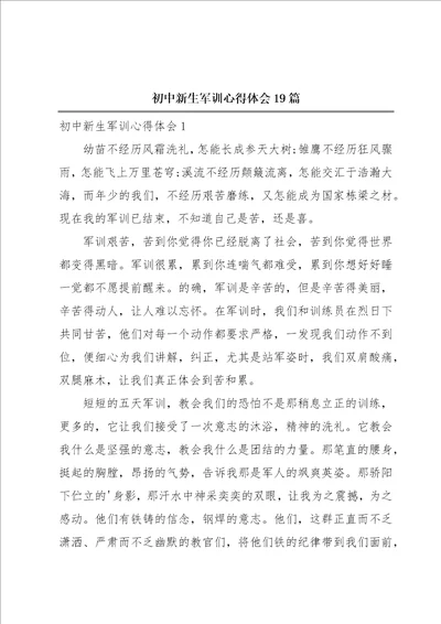 初中新生军训心得体会19篇
