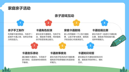 蓝色卡通风可爱卡通幼儿园教学活动PPT模板