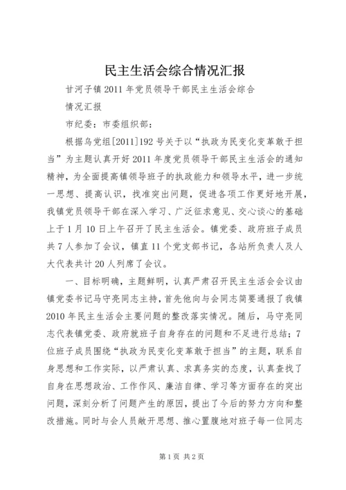 民主生活会综合情况汇报 (2).docx