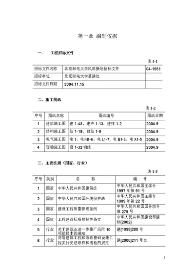 北京邮电大学风雨操场工程施工组织设计上第一章至第六章1