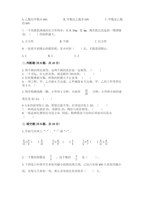 人教版六年级上册数学期末测试卷及答案（基础+提升）.docx