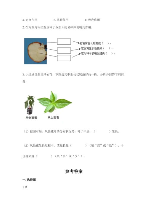 教科版科学四年级下册第一单元《植物的生长变化》测试卷加答案.docx