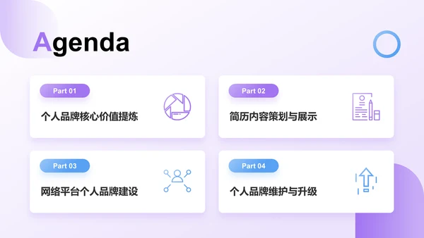 紫色扁平风个人品牌建设PPT模板