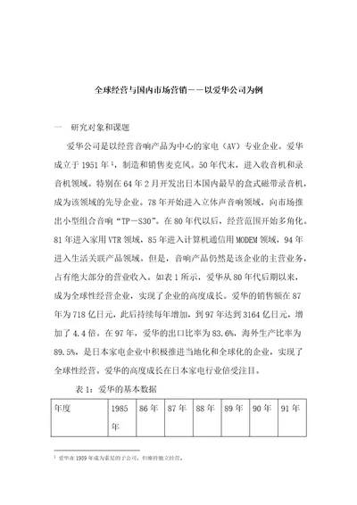 全球经营与国内市场营销DOC10页