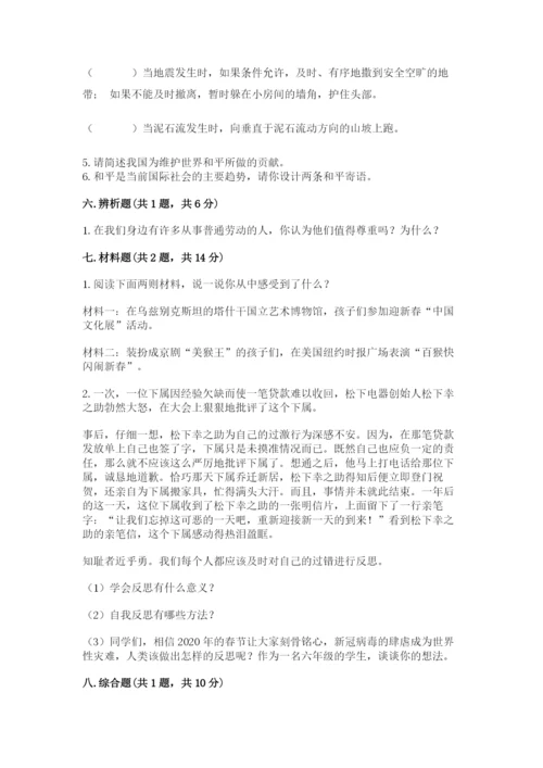部编版六年级下册道德与法治期末测试卷精品【历年真题】.docx