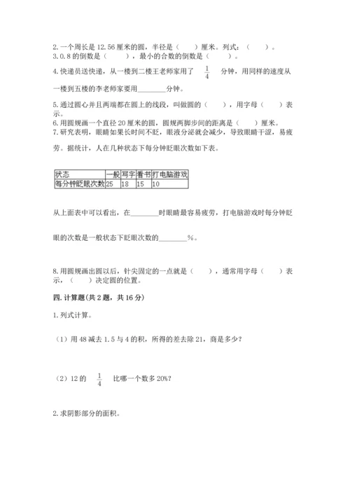 人教版六年级上册数学期末检测卷带答案解析.docx