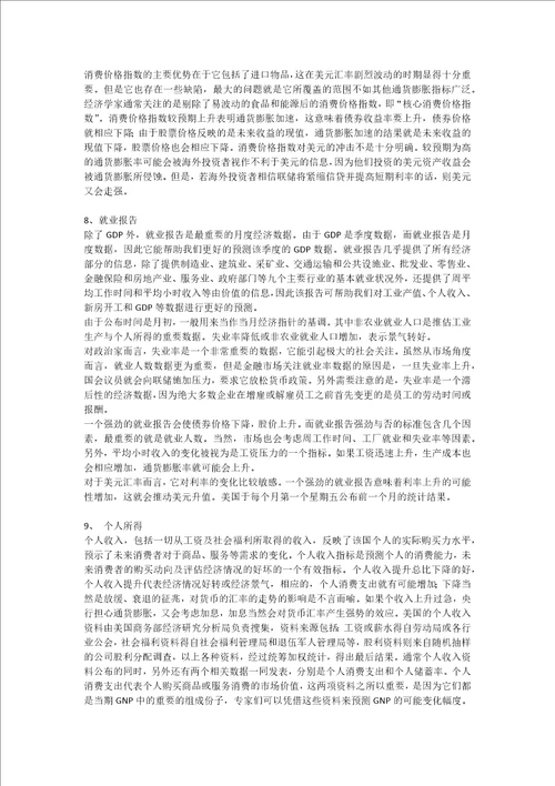 美国主要经济指标