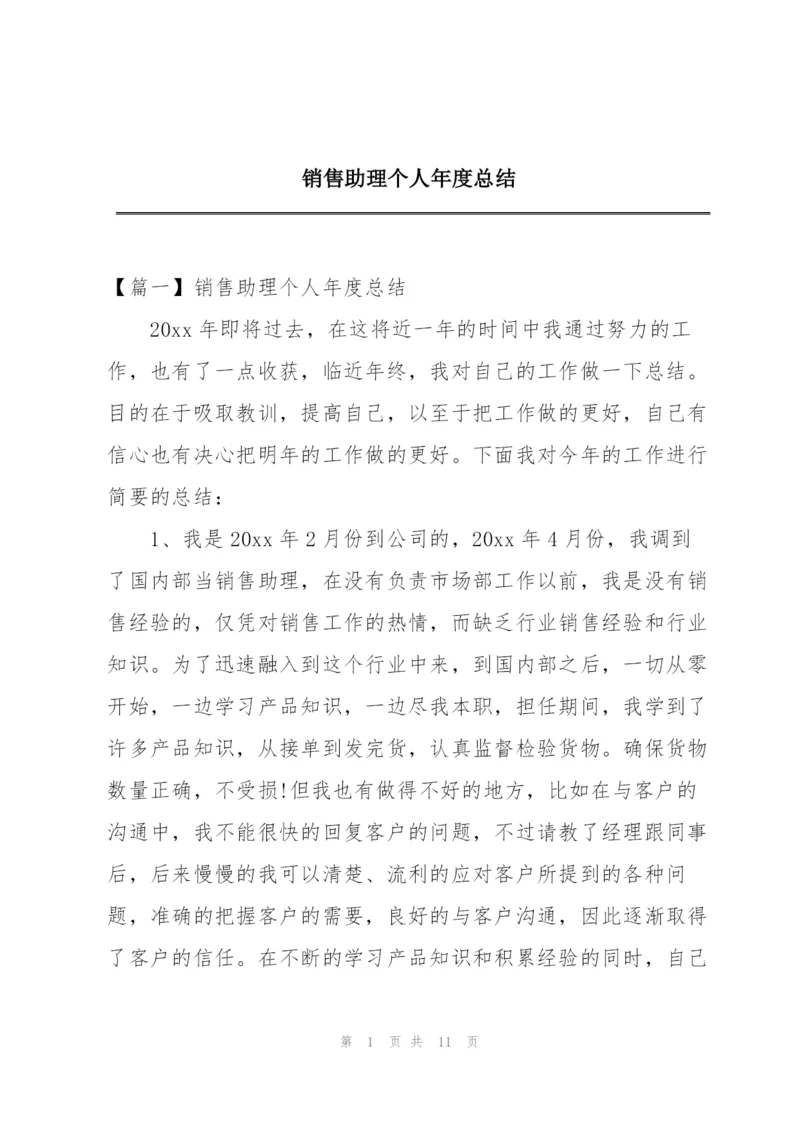 销售助理个人年度总结.docx
