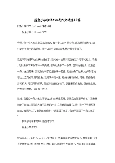 捉鱼小学作文精选15篇