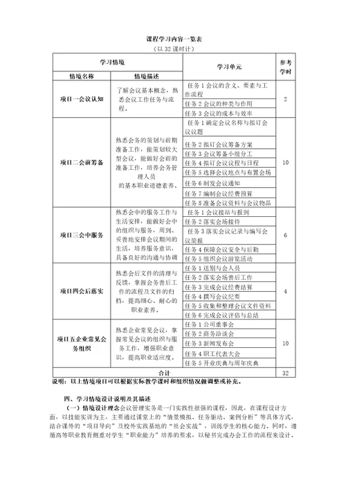 会议管理实务教学大纲