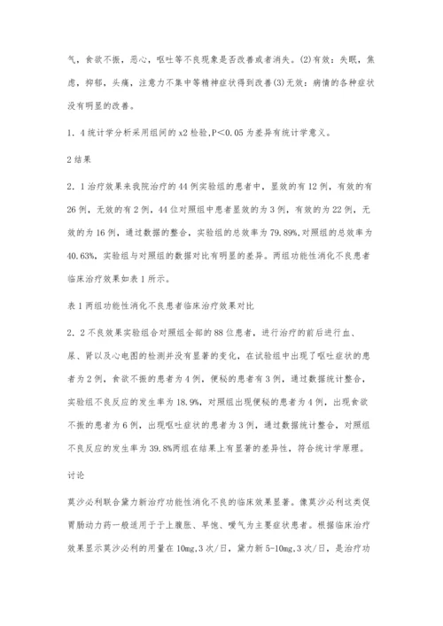 莫沙必利联合黛力新治疗功能性消化不良临床疗效观察唐军.docx