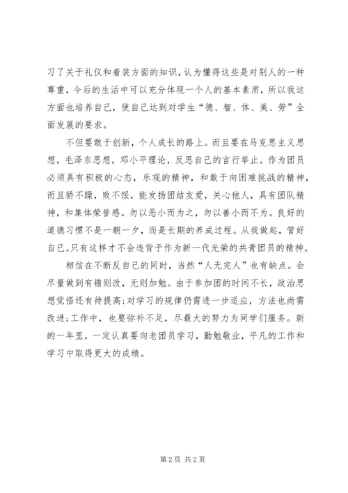 共青团员的自我鉴定范文.docx