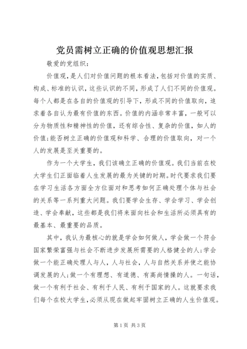 党员需树立正确的价值观思想汇报.docx