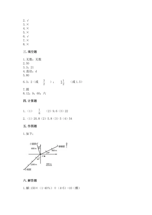 六年级上册数学期末测试卷附完整答案（历年真题）.docx