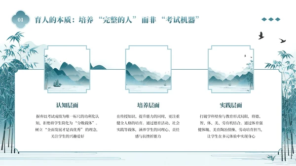 青色中国风立德为先育人为本师德教育讲座PPT模板