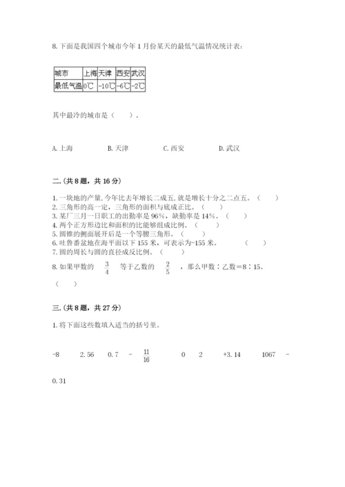 六年级毕业班数学期末考试试卷（模拟题）.docx