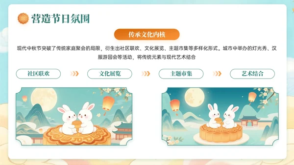 深绿黄色中国风关于中秋节活动策划PPT模板