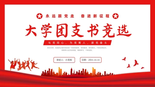 红色简约大学团支书竞选PPT课件