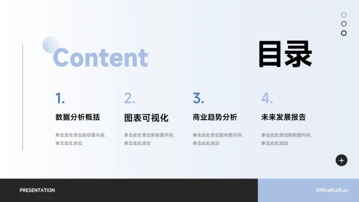 蓝色简洁高端商务数据报告PPT模板