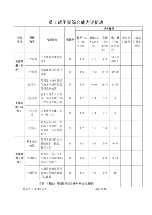 试用期工作情况反馈表(正反面打印).docx
