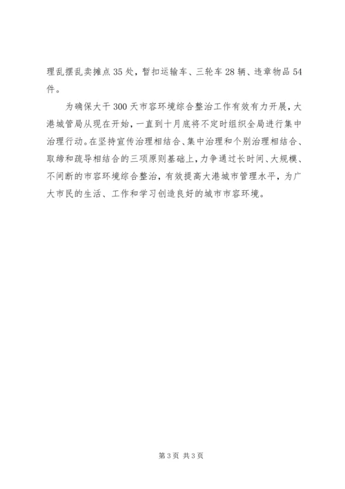 城管局关于开展环境整治工作情况汇报范文 (2).docx