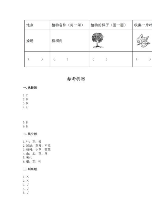 教科版科学一年级上册第一单元《植物》测试卷（历年真题）.docx