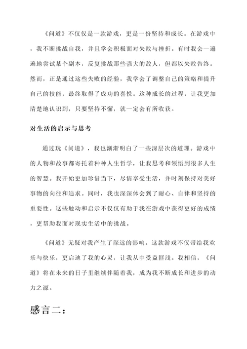 玩问道游戏的感言