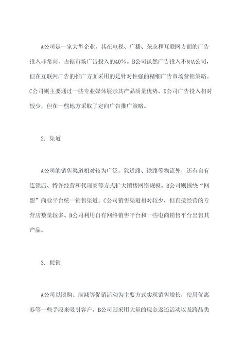 竞争对手调研报告