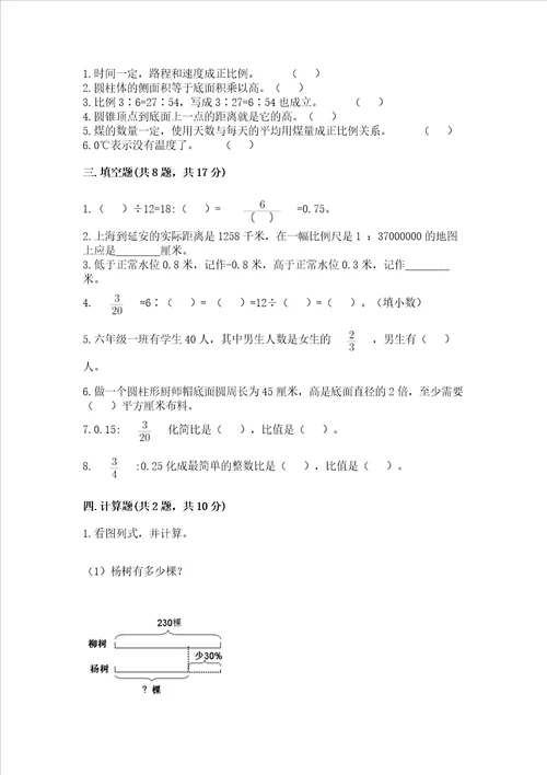 小学数学六年级下册期末测试卷及参考答案ab卷