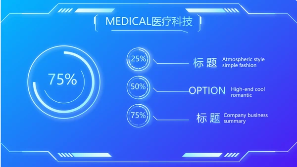 蓝色科技智慧医院医疗科技信息化建设总结PPT