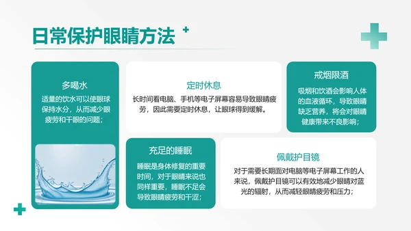 简约风格绿色医疗保健眼睛保护知识科普PPT