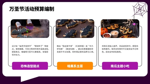 紫色插画风万圣节主题派对策划PPT模板