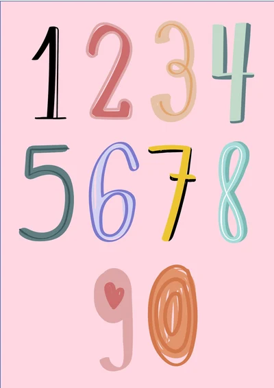 粉色卡通0-9数字号码