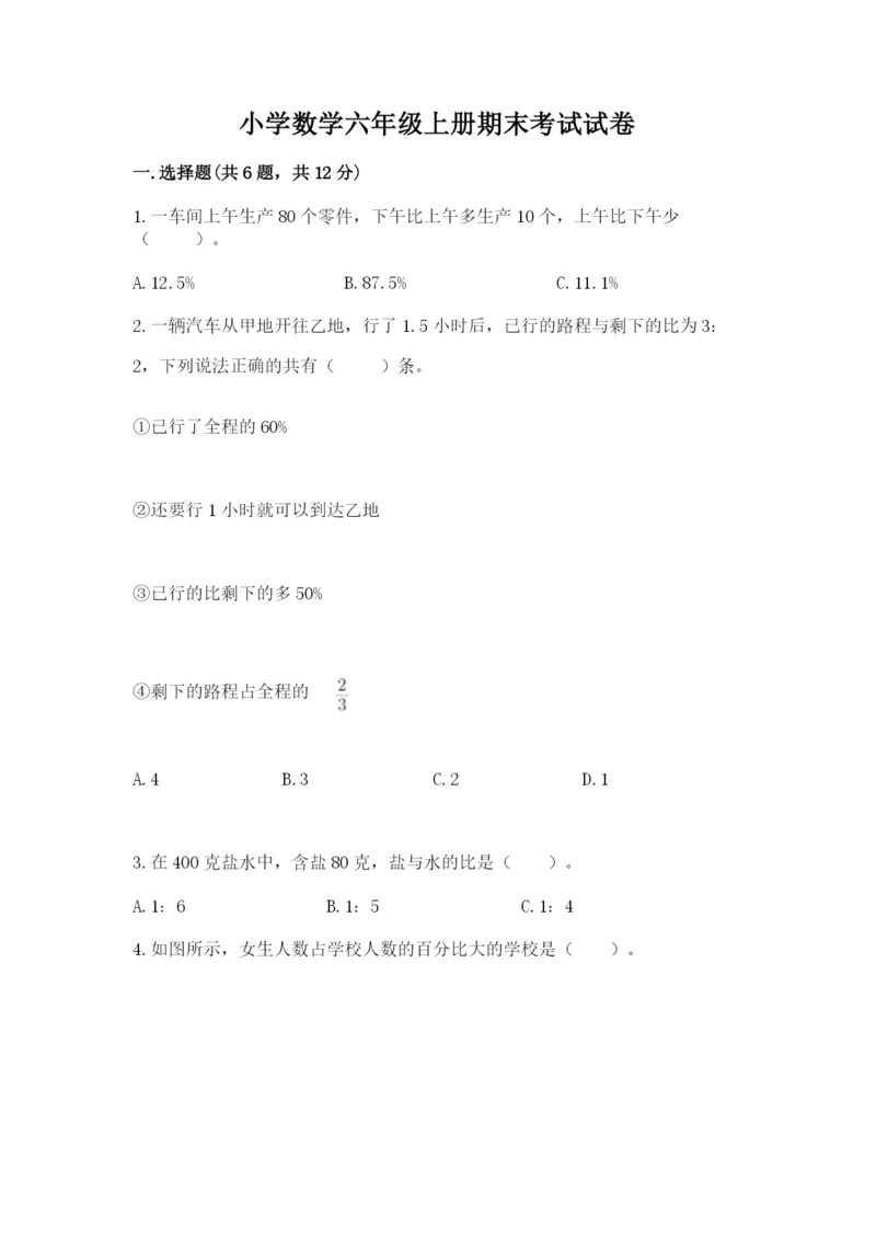 小学数学六年级上册期末考试试卷（全优）word版.docx