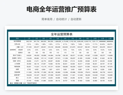 电商全年运营推广预算表