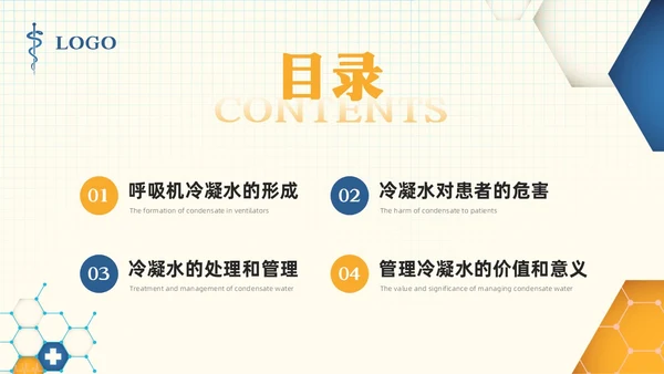 黄蓝简约呼吸机冷凝水的管理PPT模板宣传PPT动态PPT护理医疗