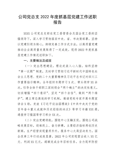 【国资国企】公司党总支2022年度抓基层党建工作述职报告.docx