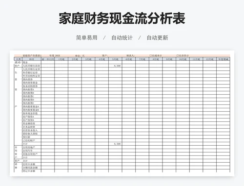 家庭财务现金流分析表