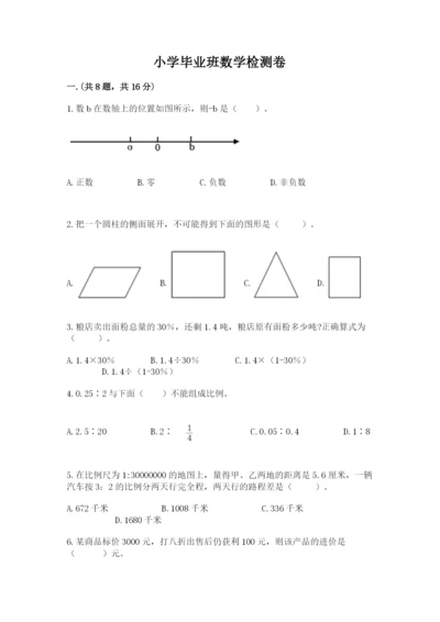 小学毕业班数学检测卷（黄金题型）.docx