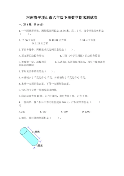河南省平顶山市六年级下册数学期末测试卷及参考答案（突破训练）.docx