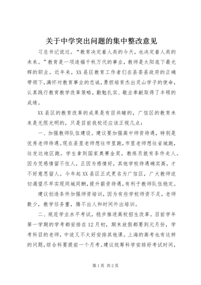 关于中学突出问题的集中整改意见.docx