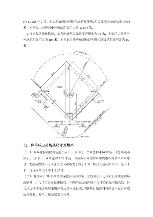 各种运动场地的尺寸共7页